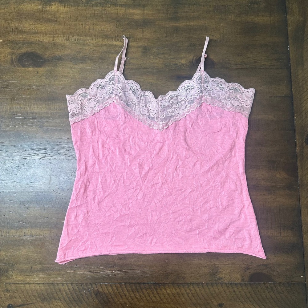 Unbranded Pink Lace Trim Camisole Adjustable Straps V-Neck Tank‎ Top Women